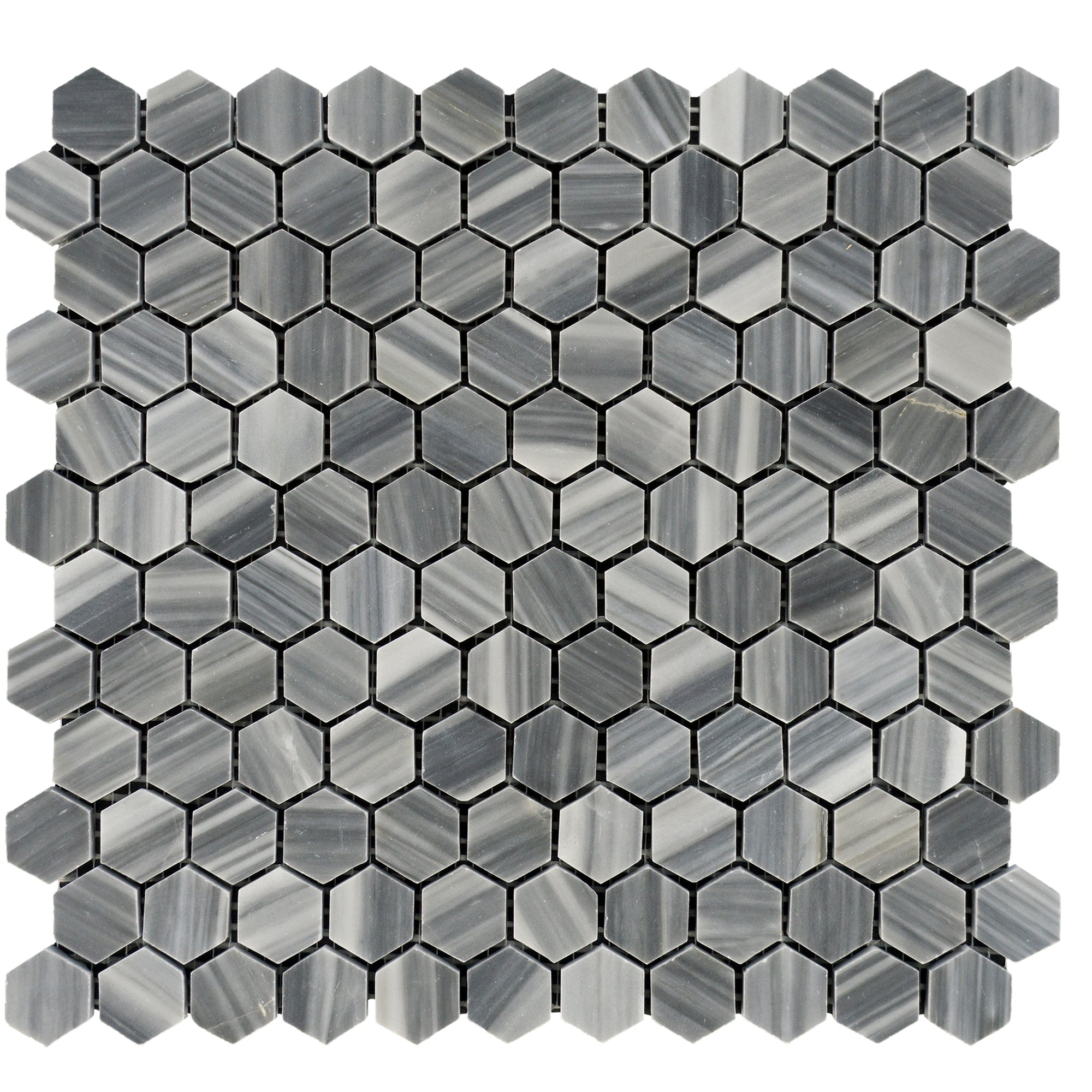 Bardiglio Imperiale Vein-Cut Hexagon 1" Polished Mosaic