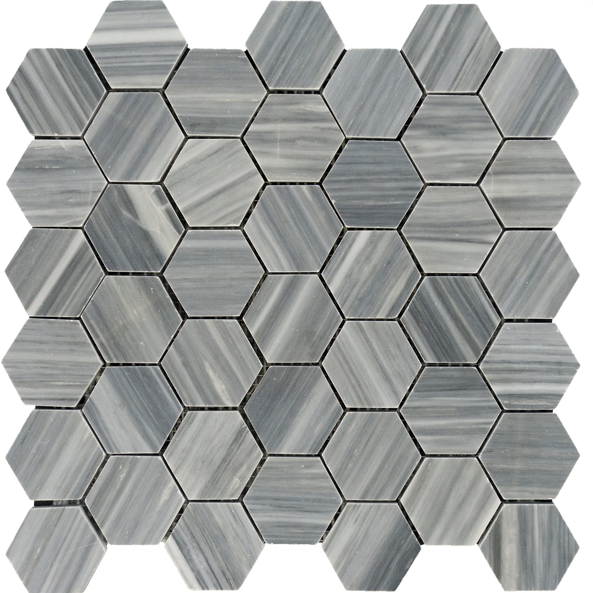 Bardiglio Imperiale Vein-Cut Hexagon 2" Polished Mosaic