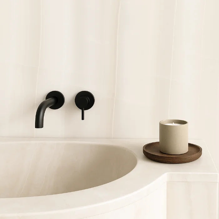 Akoya White Polished 12 x 24 porcelain tiles in bathtub.