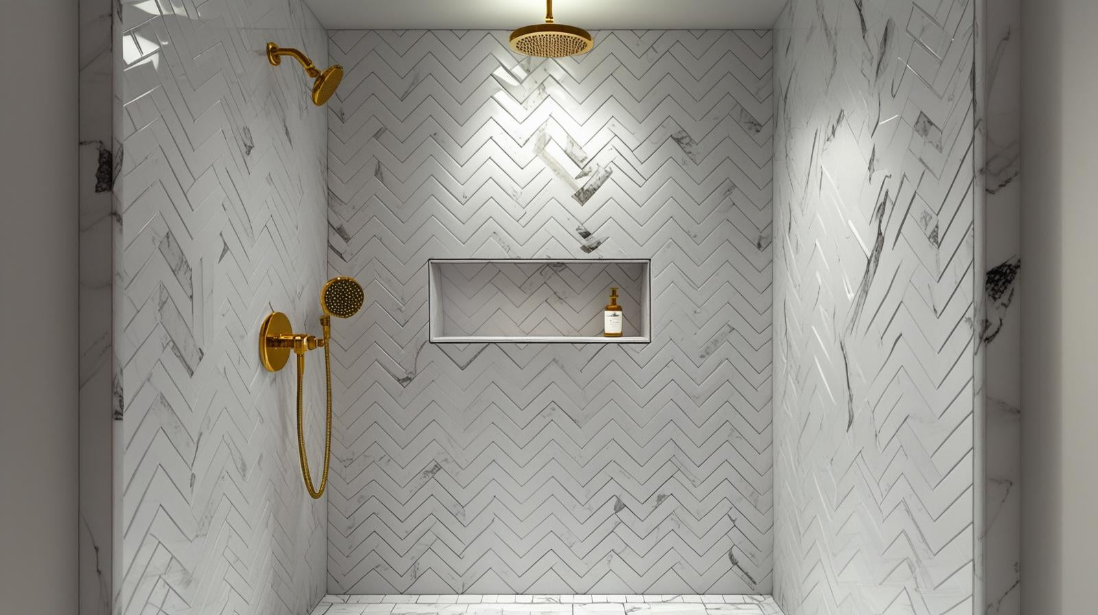 Bianco Dolomite Marble Chevron Mosaic