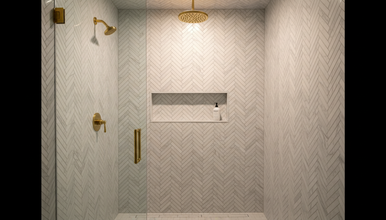 Bianco Dolomite Marble Herringbone 1"x6" Mosaic