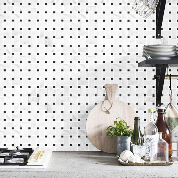 Basketweave tile room scene