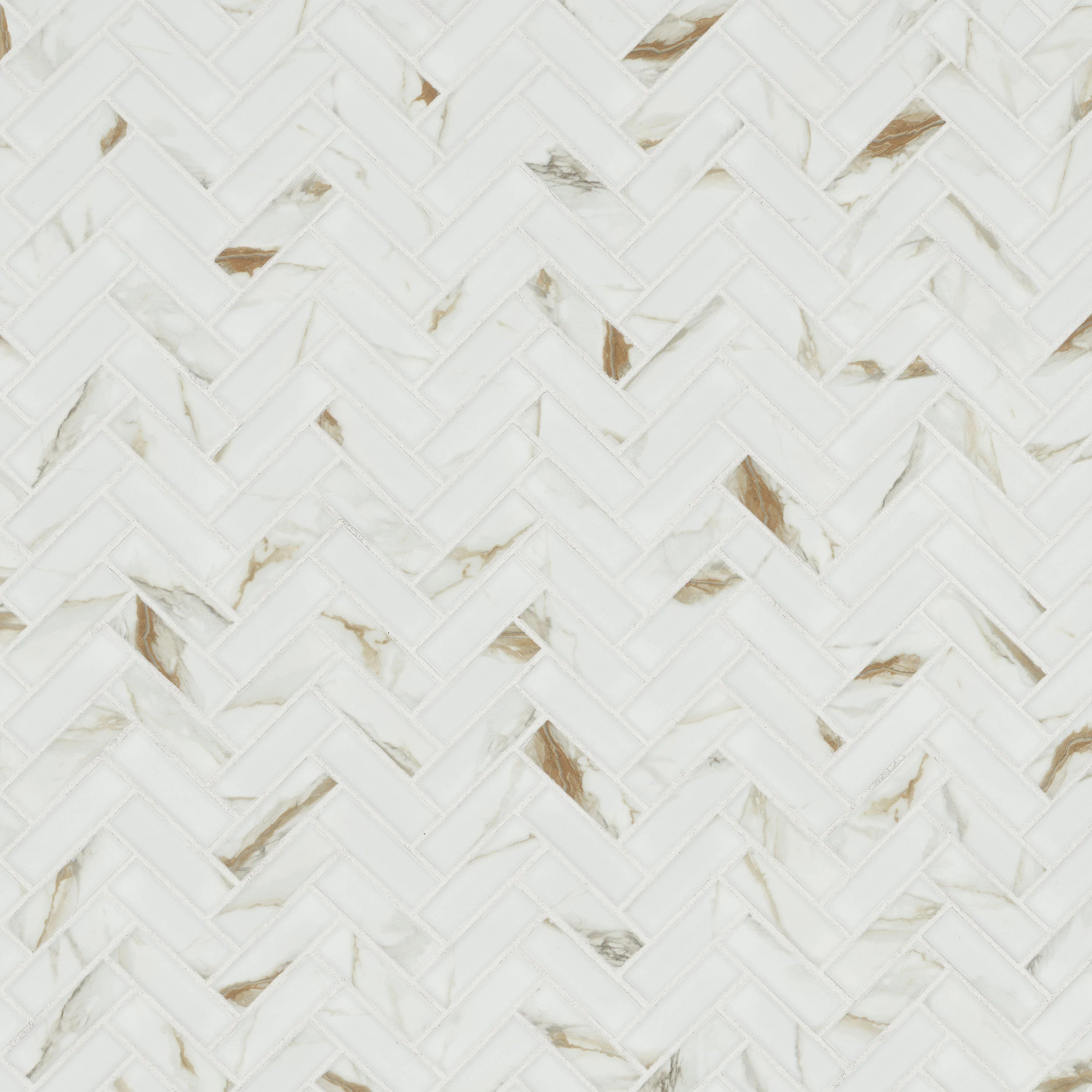 Calacatta Gold Matte 1x3 Herringbone Porcelain Tile