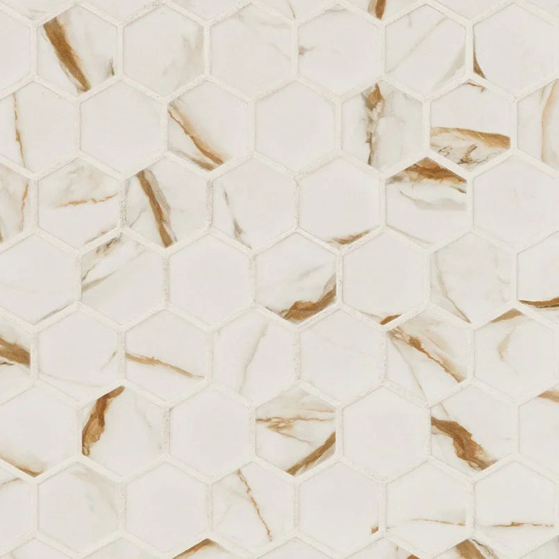 Calacatta Gold Matte 2&quot; Hexagon Tile Thumb