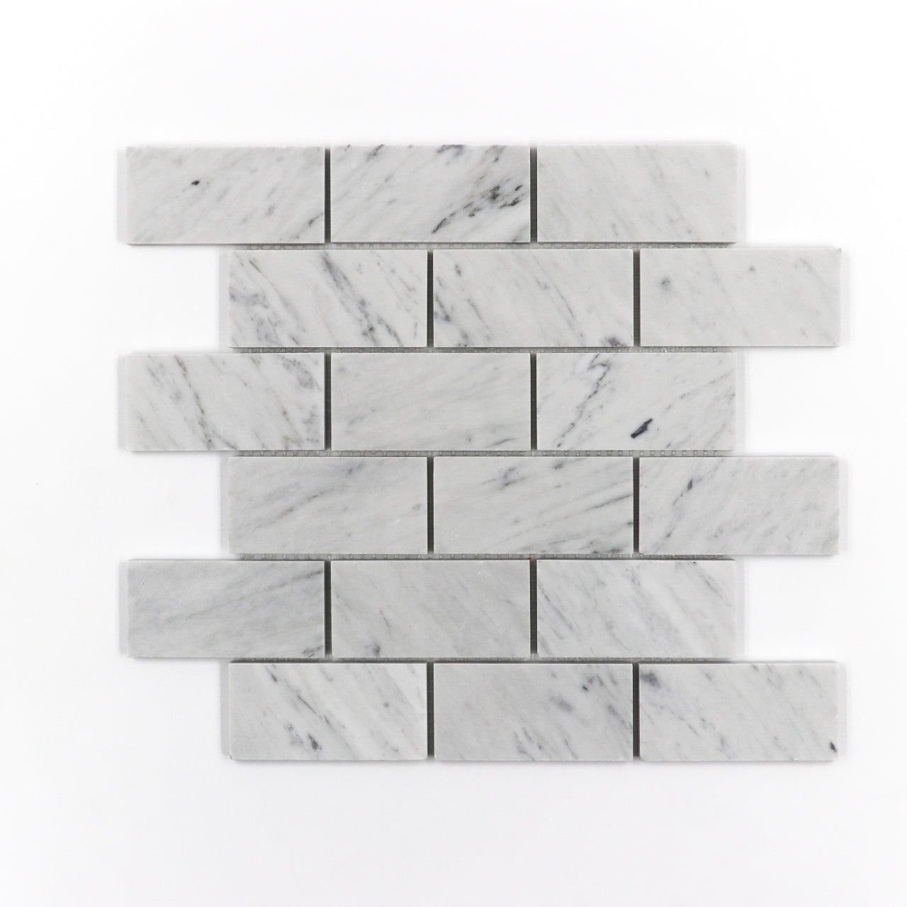 Carrara White Marble 1 x 4 and 2 x 4 Mosaic Tile