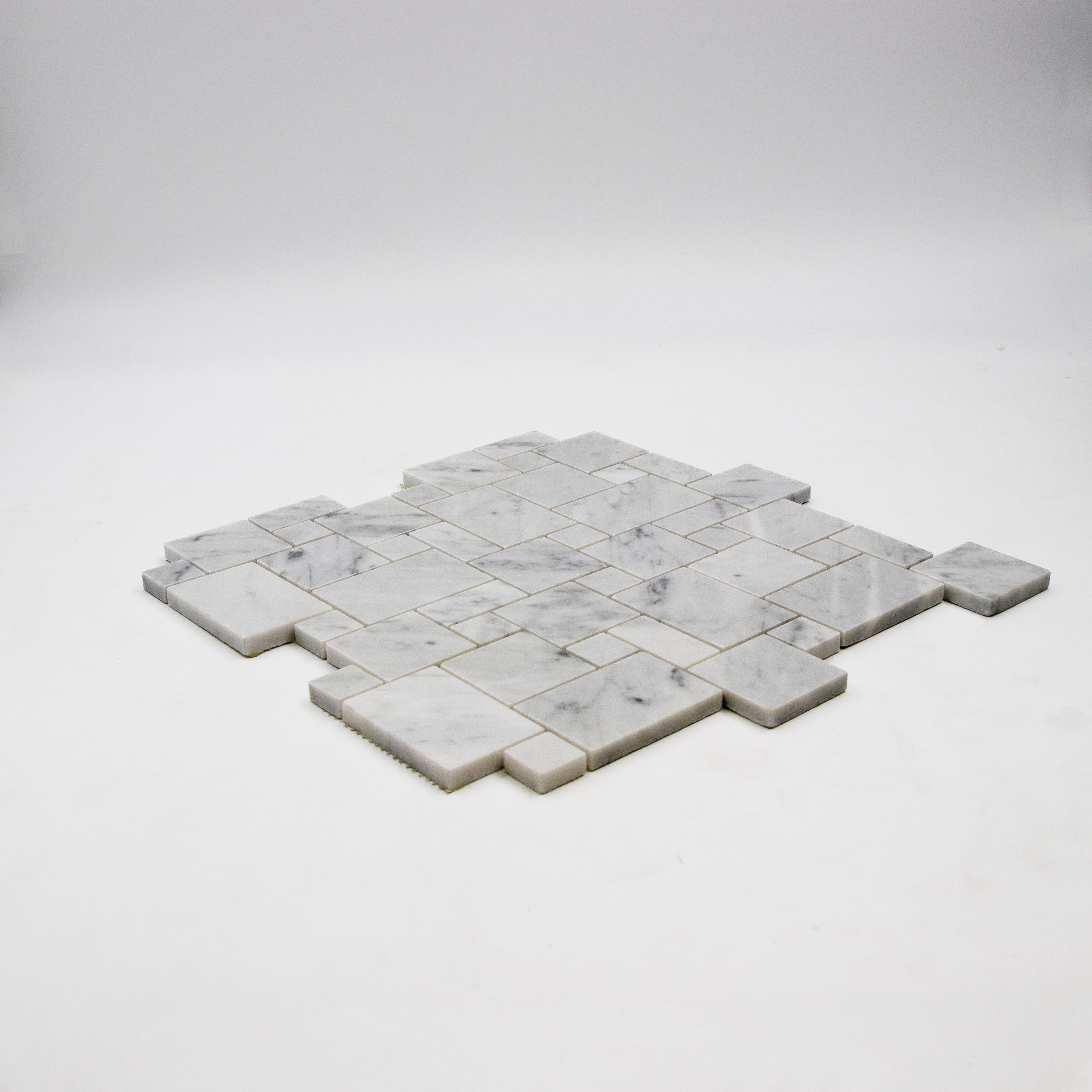 Carrara White Mini Versailles Pattern Mosaic