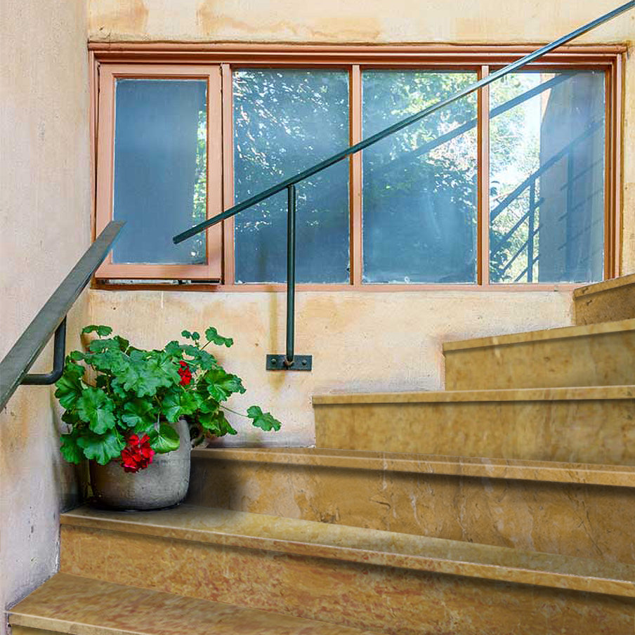 Giallo Reale Marble Tile, 12 x 12, Polished in a room setting
