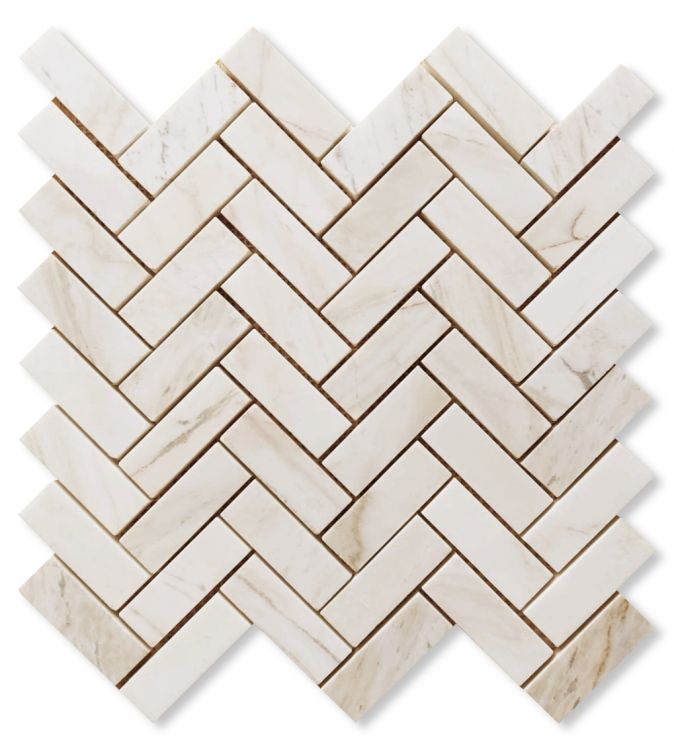 Herringbone Wooden White Honed Tiles.