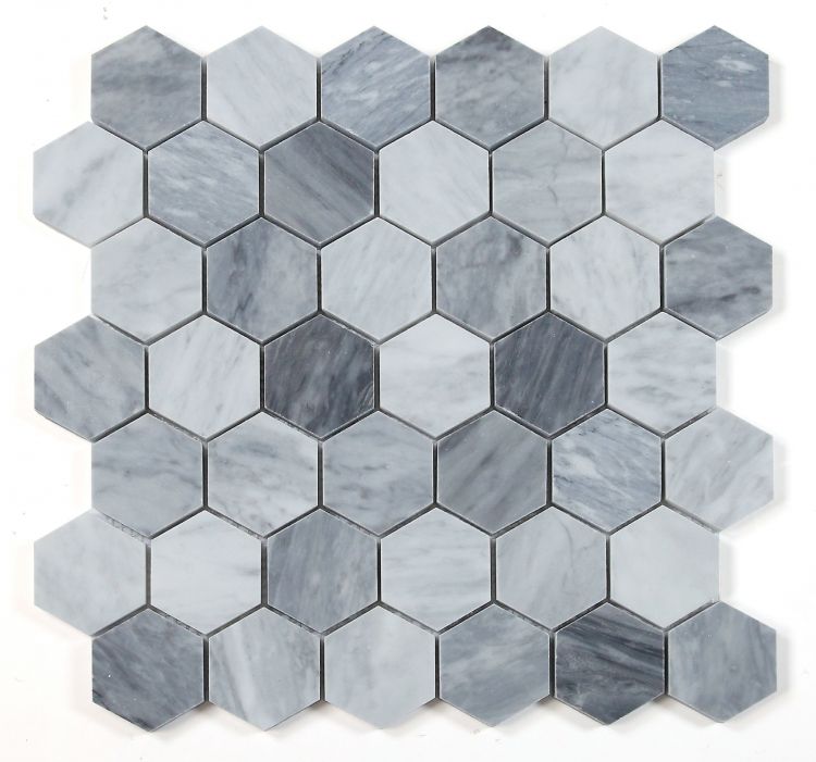 Hexagon Mix Grey Honed Tiles.