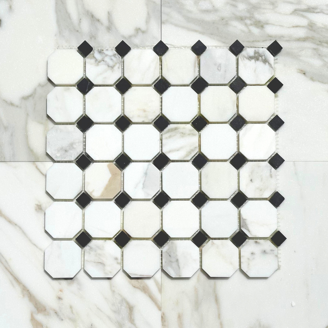 Calacatta Gold Octagon with Black Mosaic