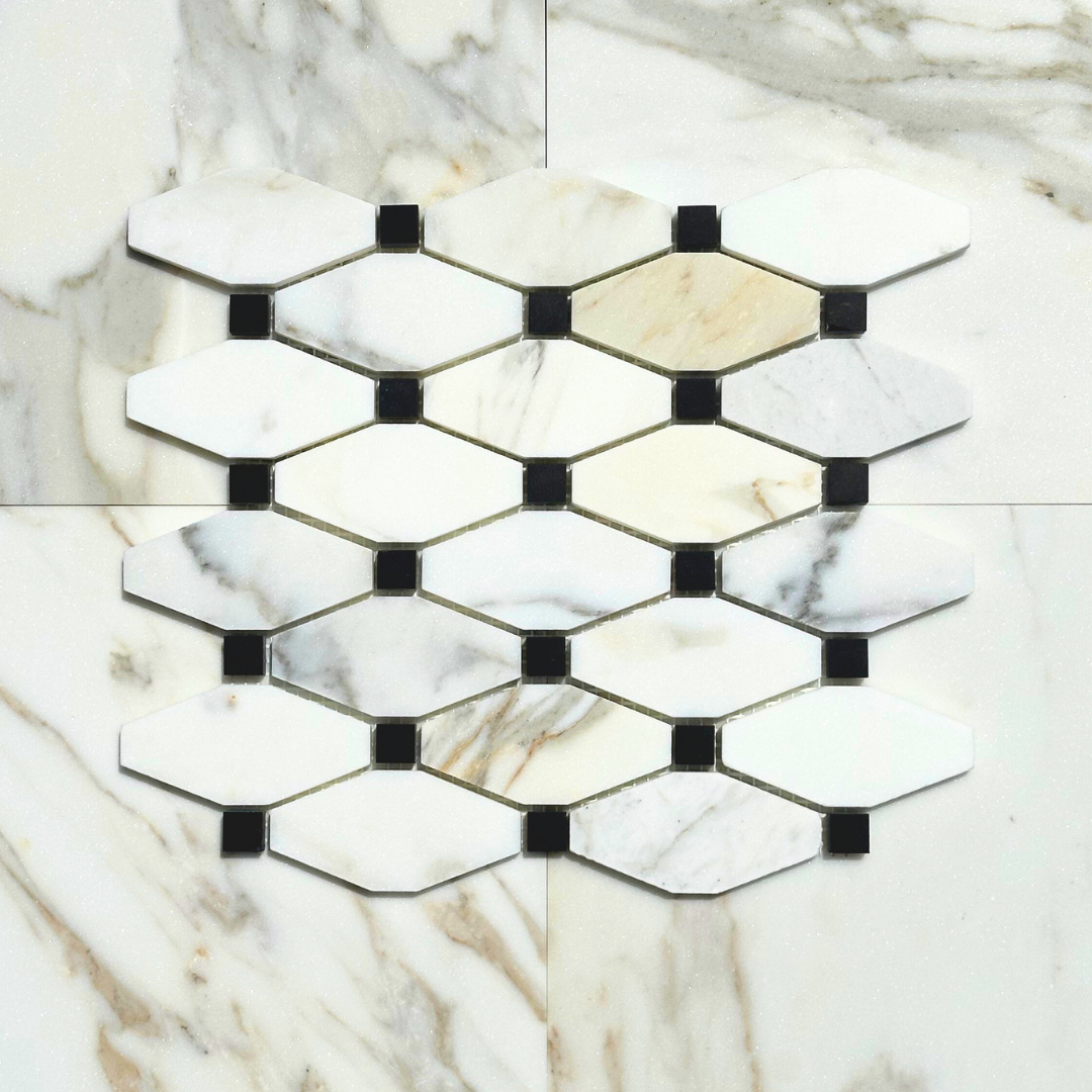 Calacatta Gold Octave with Black Mosaic