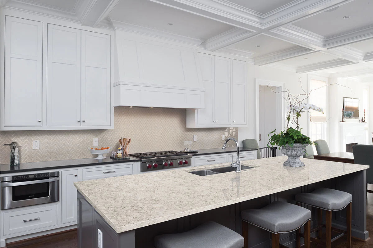 Portico Pearl Herringbone Ceramic Tiles for Backsplashes