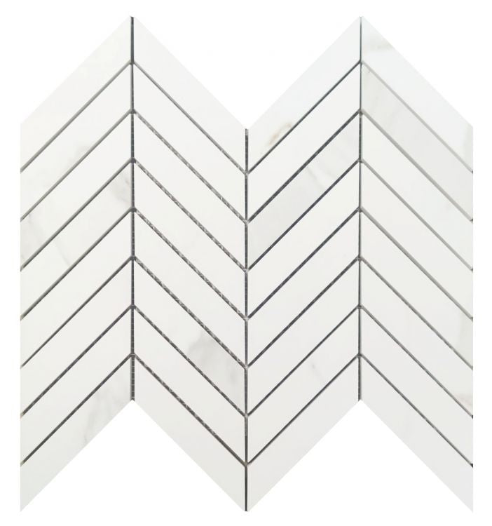 Emser White Chevron Marble Mosaic Tile