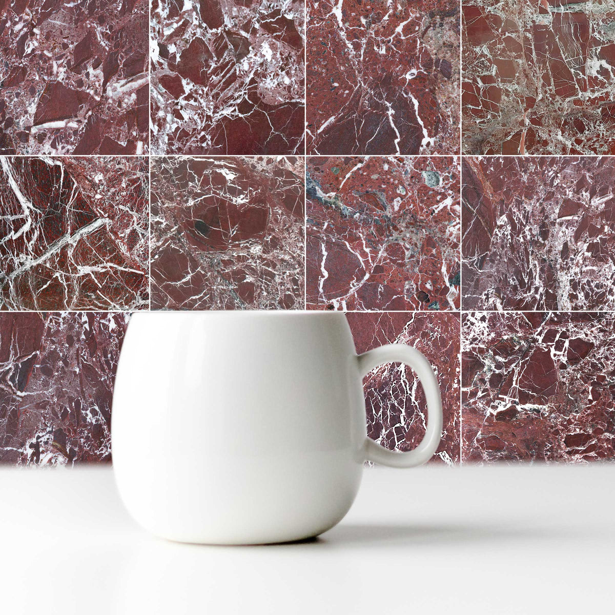 Rosso Levanto Marble Tile, 12 x 12, Polished in a room setting