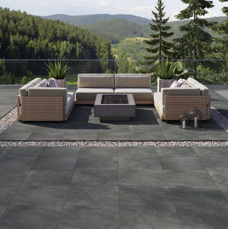 Valley Black Slate Effect Porcelain Floor Tiles.