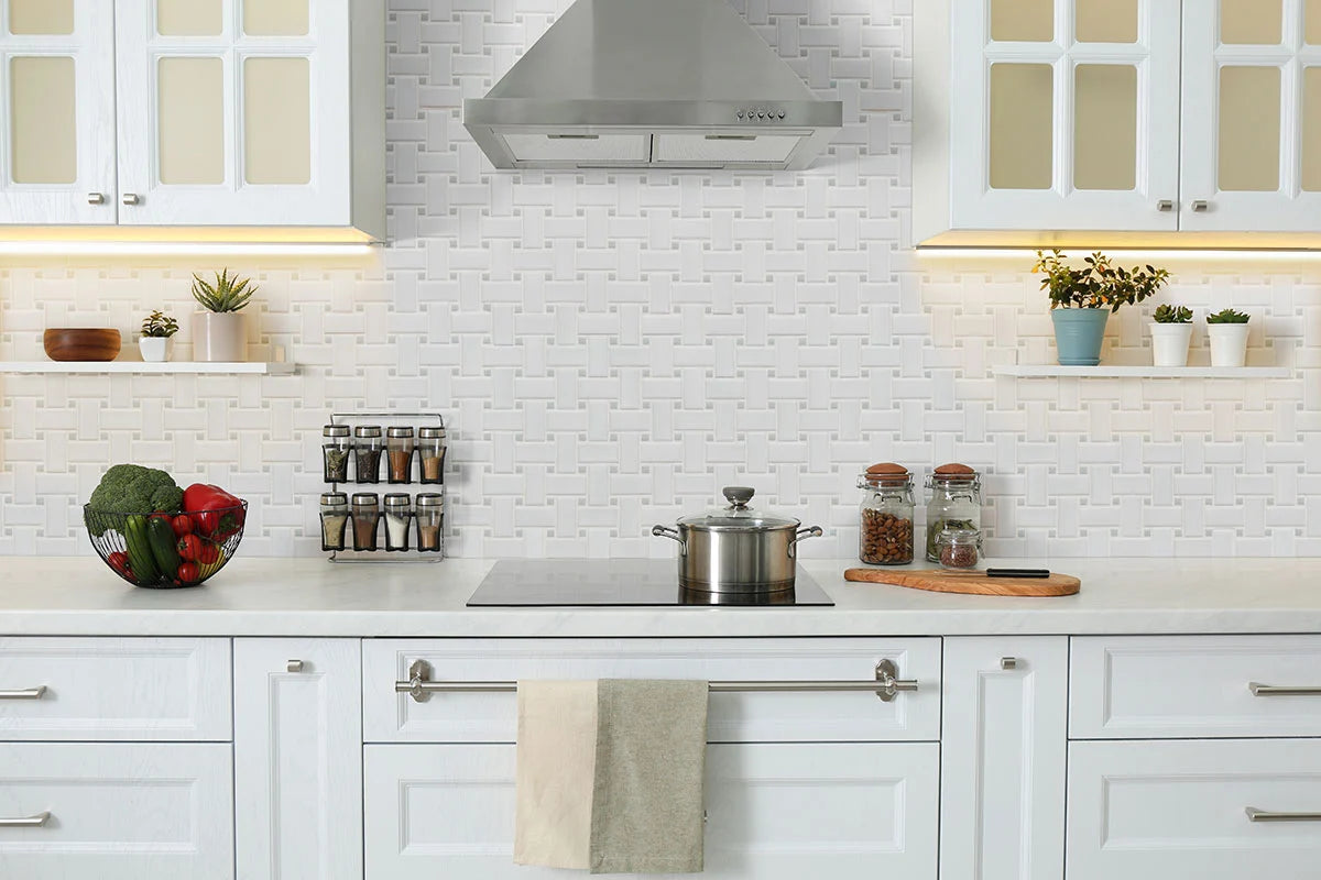 White Matte Basketweave 6mm Porcelain Floor & Wall Tiles