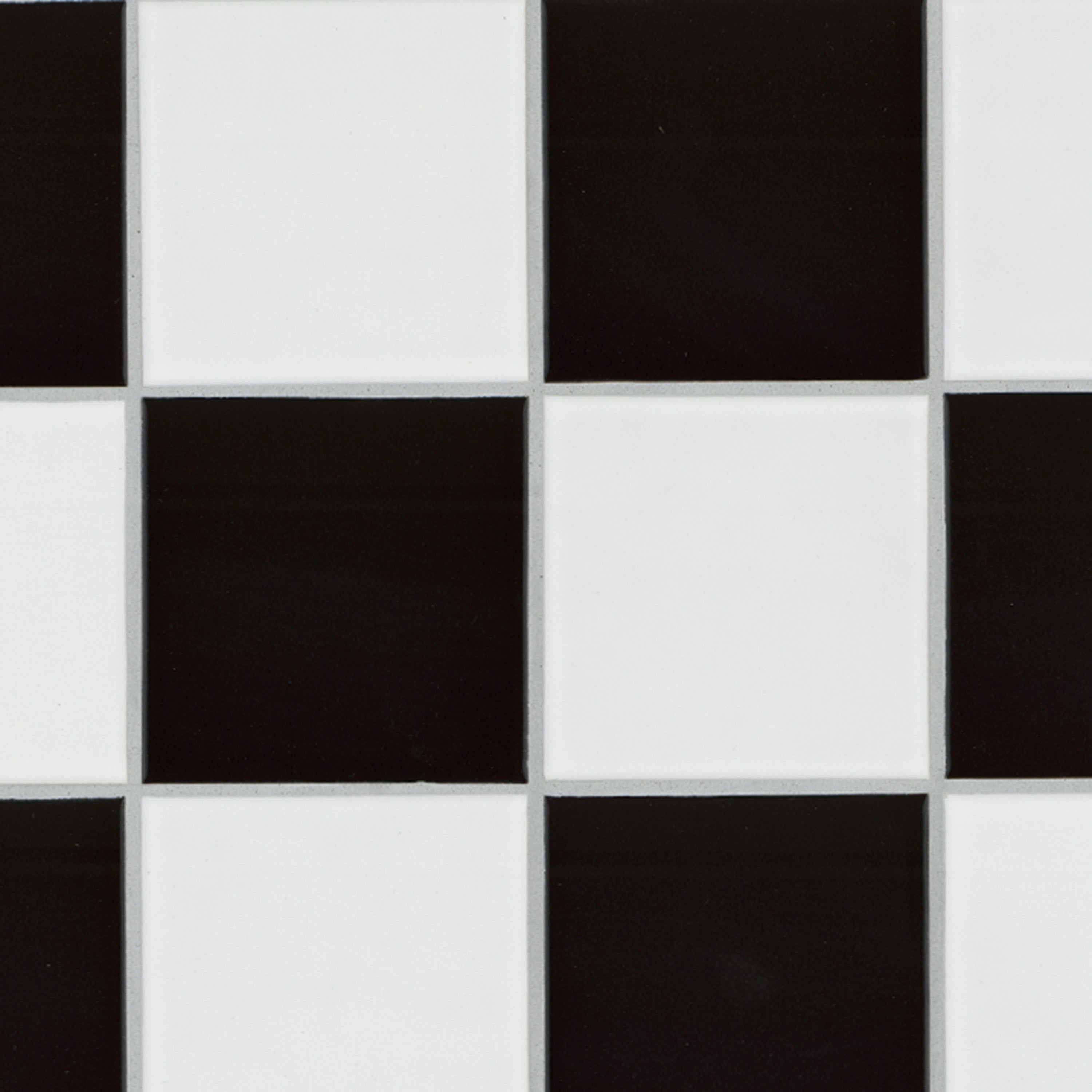 White and Black 4" Checkered Matte Porcelain Tile