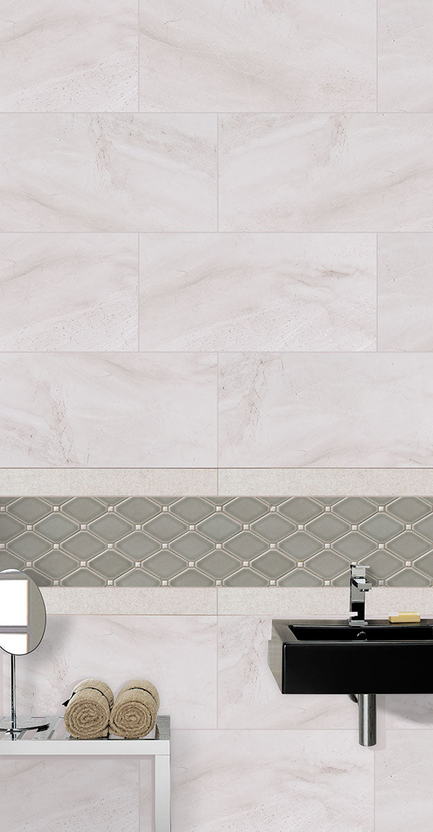 Adella Gris 12x24 Satin Ceramic Tiles for Bathroom Walls