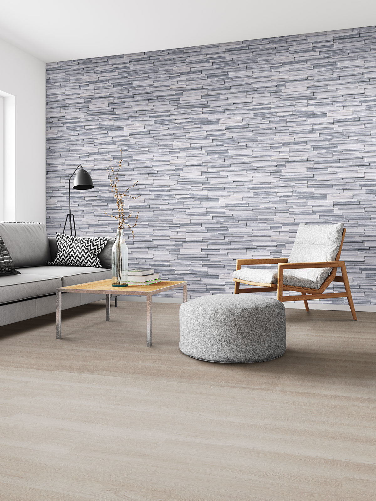 Silver tile room scene