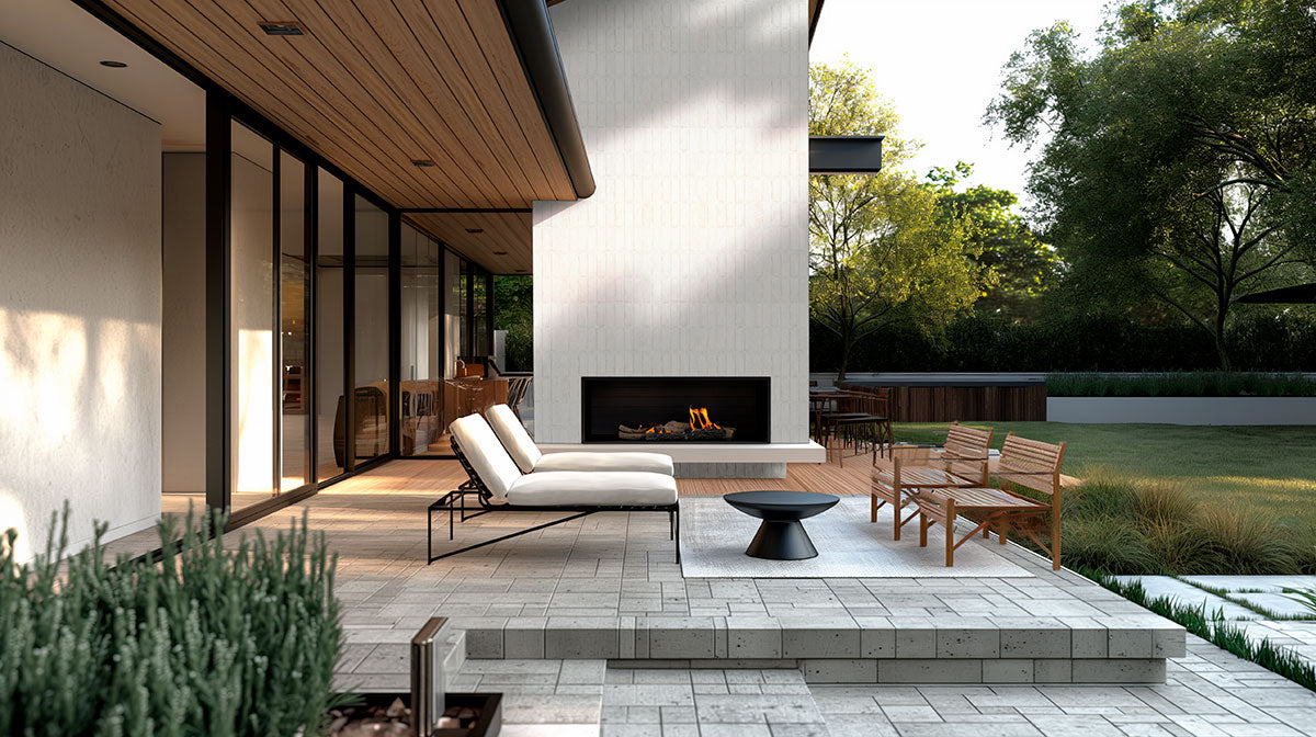 ALPINE WHITE CLAY BRICK HERRINGBONE 2.25X7.5 NATURAL  - 2.25x10.75