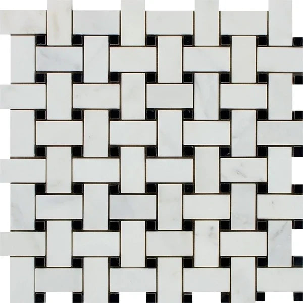 Asian Statuary Marble with Black Mosaic Tile