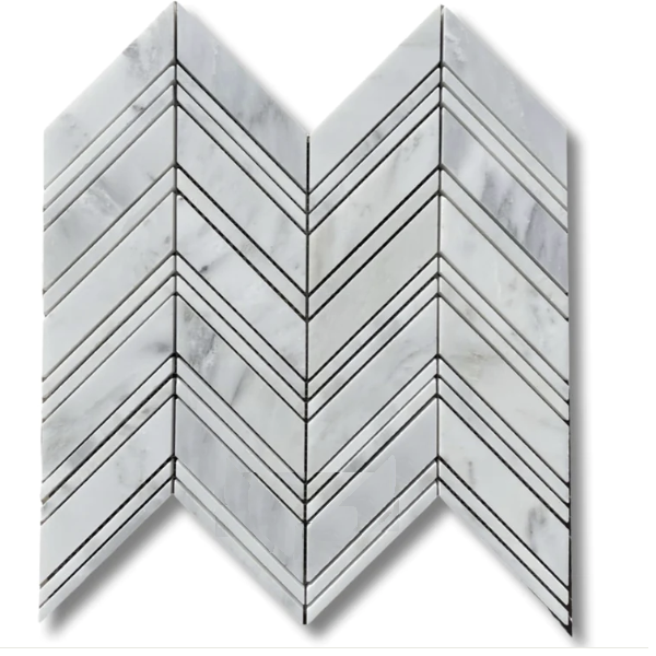 CHEVRON Bianco Gioia Mosaic Tile.