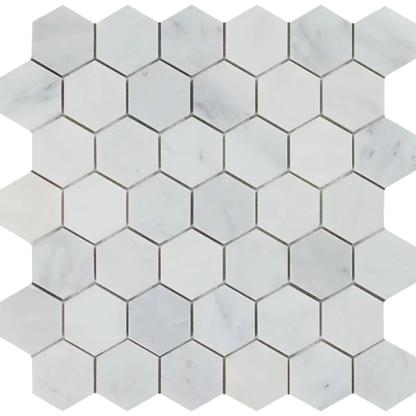 Asian Statuary Marble Hexagon 2" Mosaic