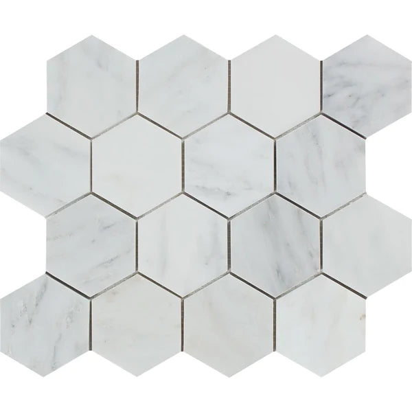 Bianco Carrara Hexagon Marbil.