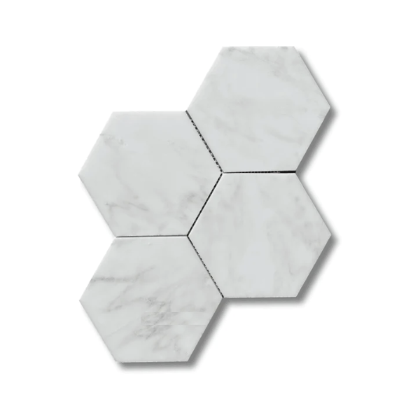 White Carrara Polished Marble Tiles.