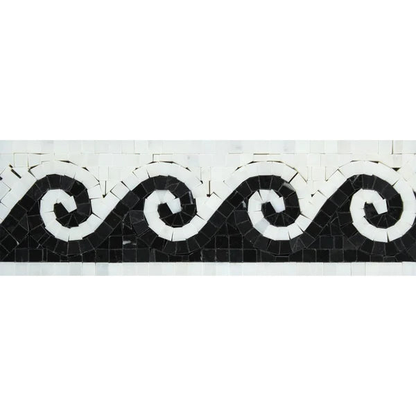 Asian Statuary Marble 4"x12" Wave with Black Border