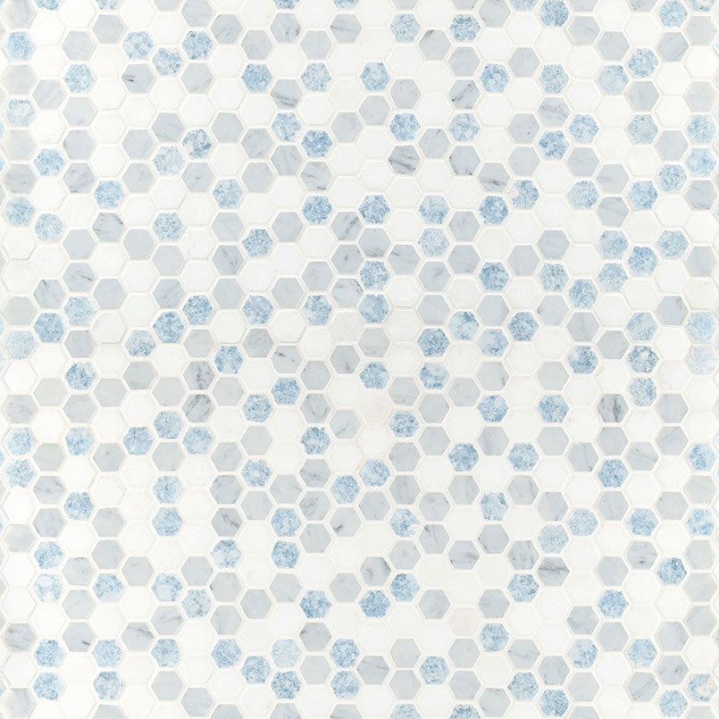AZULA HEXAGON MOSAIC TILE Polished  - 1" Hexagon