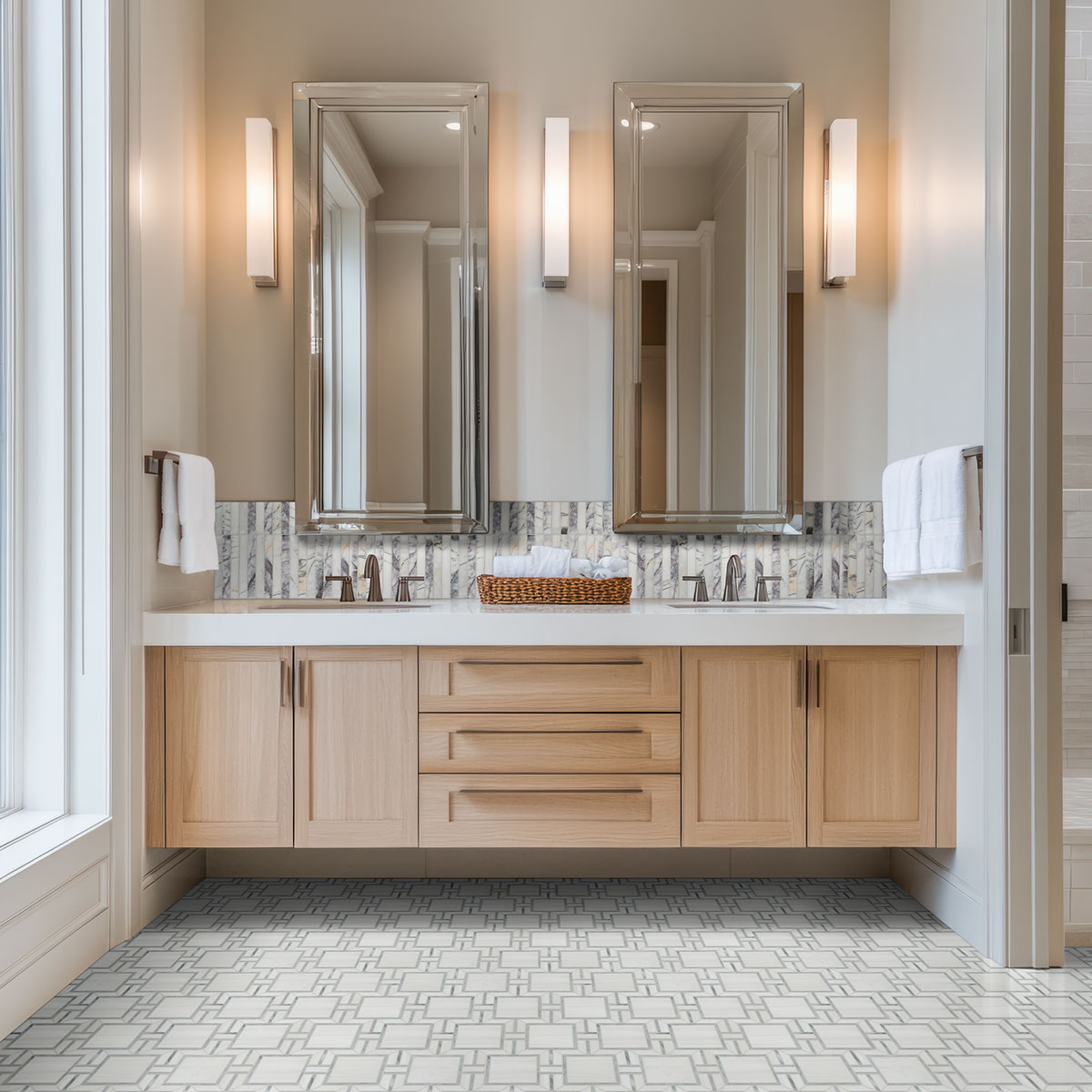 Bianco Dolomite Alana Polished Mosaic - Mosaicenter