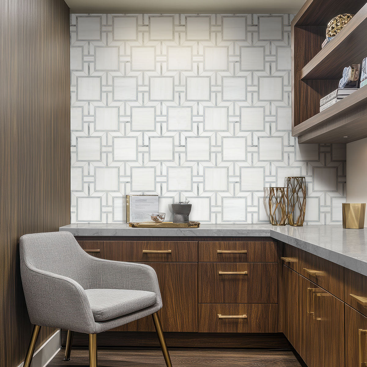Bianco Dolomite Alana Polished Mosaic - Mosaicenter