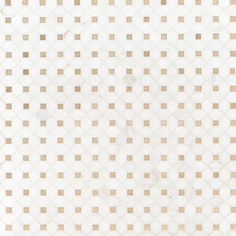 Bianco Dolomite Crema Dotty Pattern - Mosaicenter Backsplash Tile