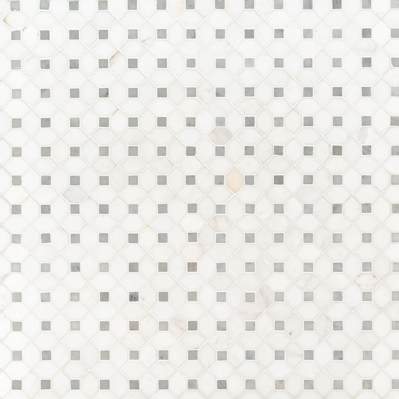 Bianco Dolomite Dotty Pattern Mosaic - Mosaicenter Backsplash Tile
