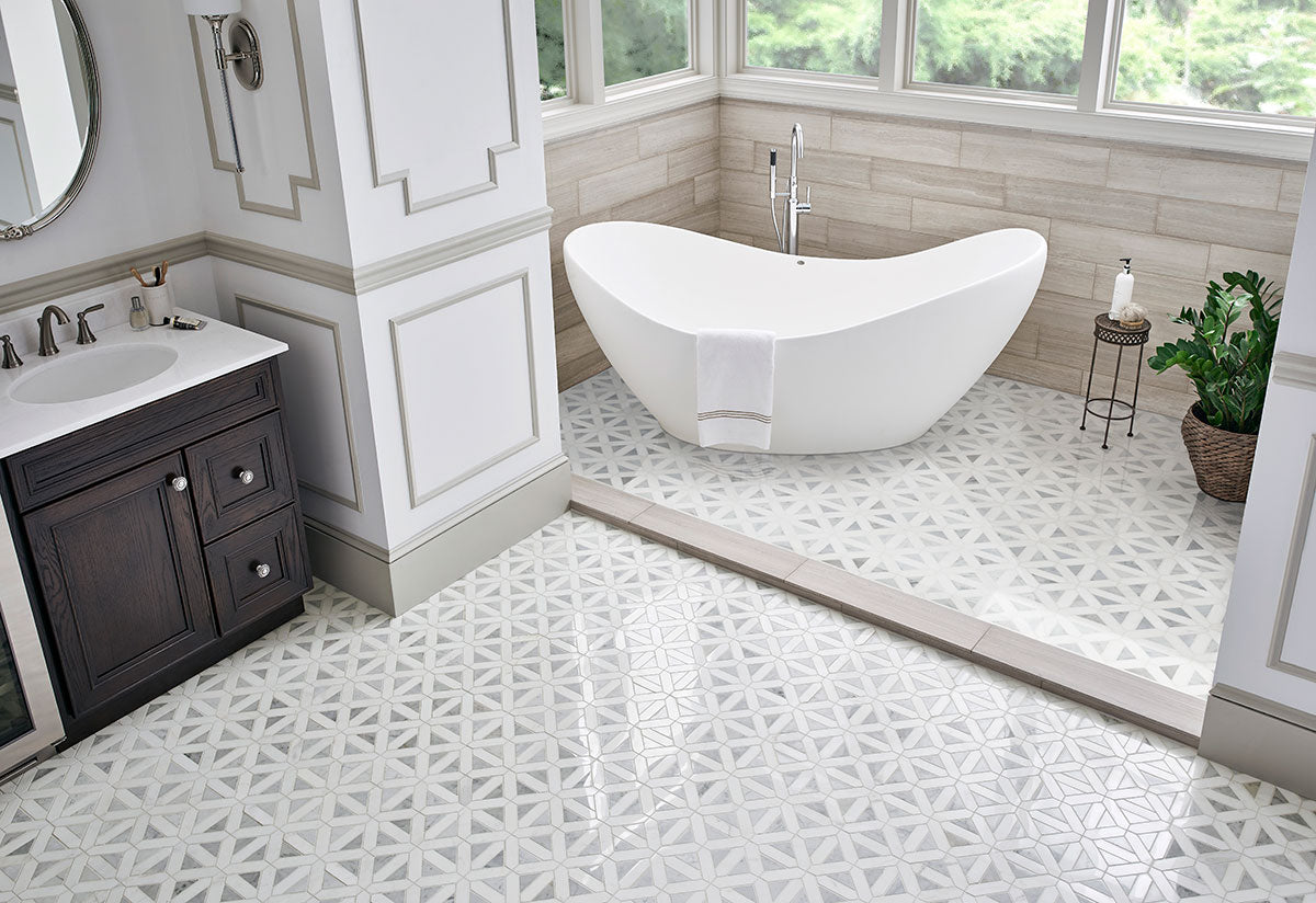 Bianco Dolomite Geometrica Tile - Mosaicenter Backsplash Tile