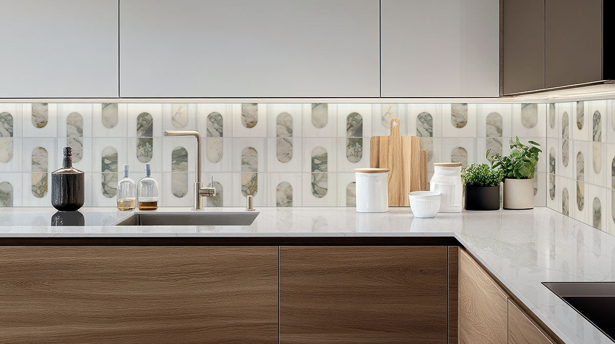 Bianco Dolomite Moderno Polished Mosaic - Mosaicenter