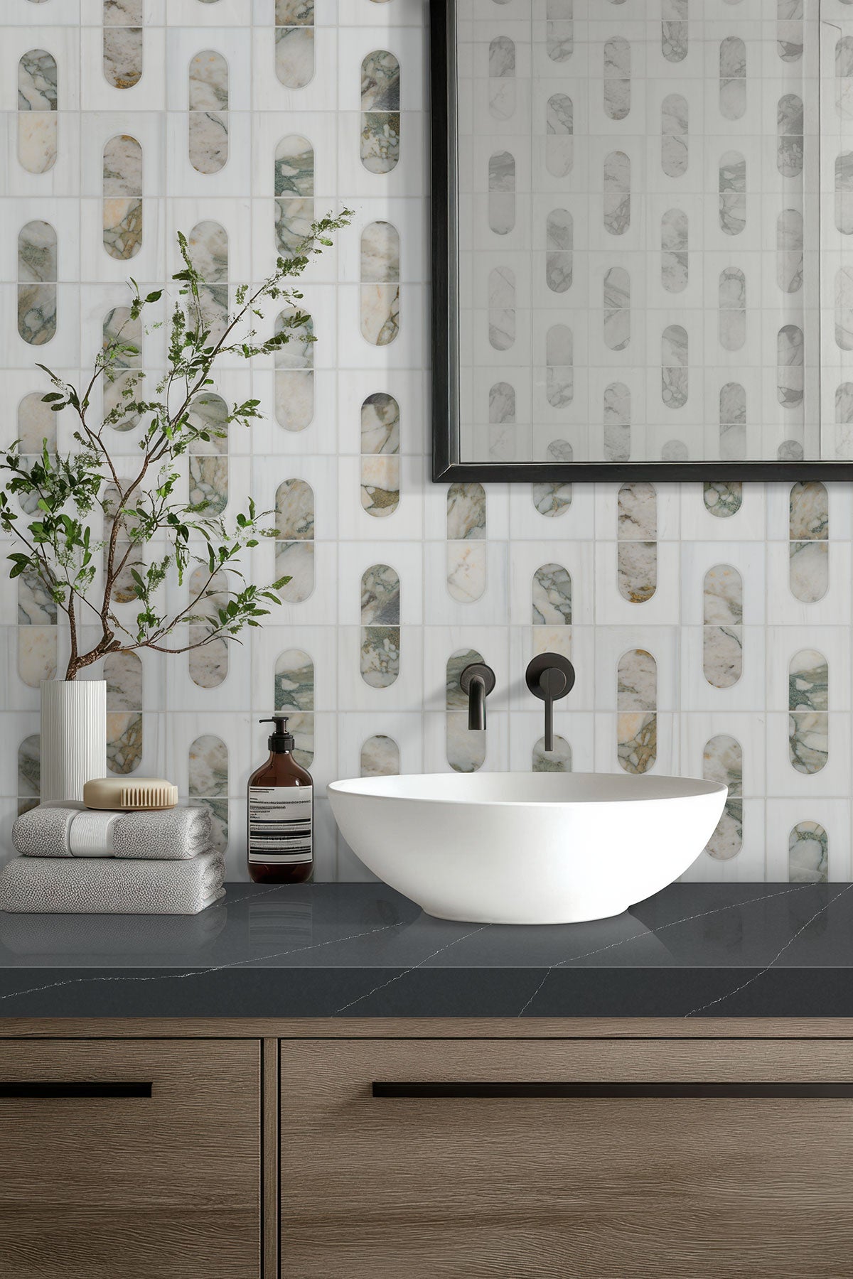 Bianco Dolomite Moderno Polished Mosaic - Mosaicenter