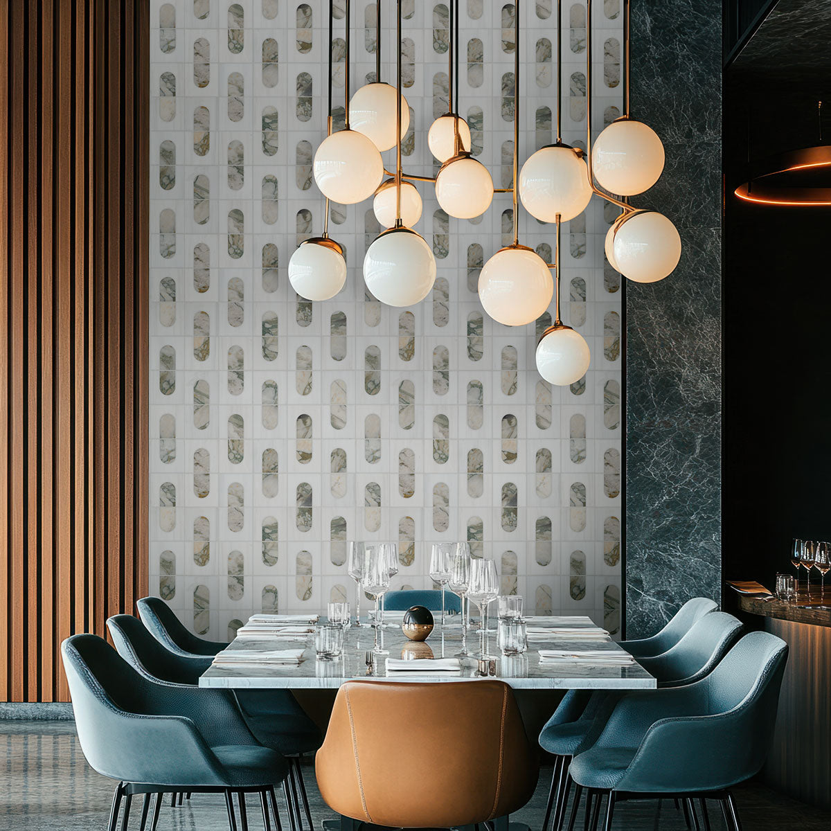 Bianco Dolomite Moderno Polished Mosaic - Mosaicenter