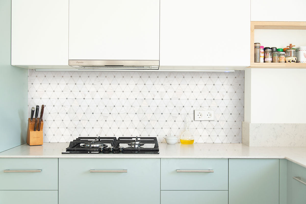 Bianco Dolomite Pinwheel Tile - Mosaicenter Backsplash Tile