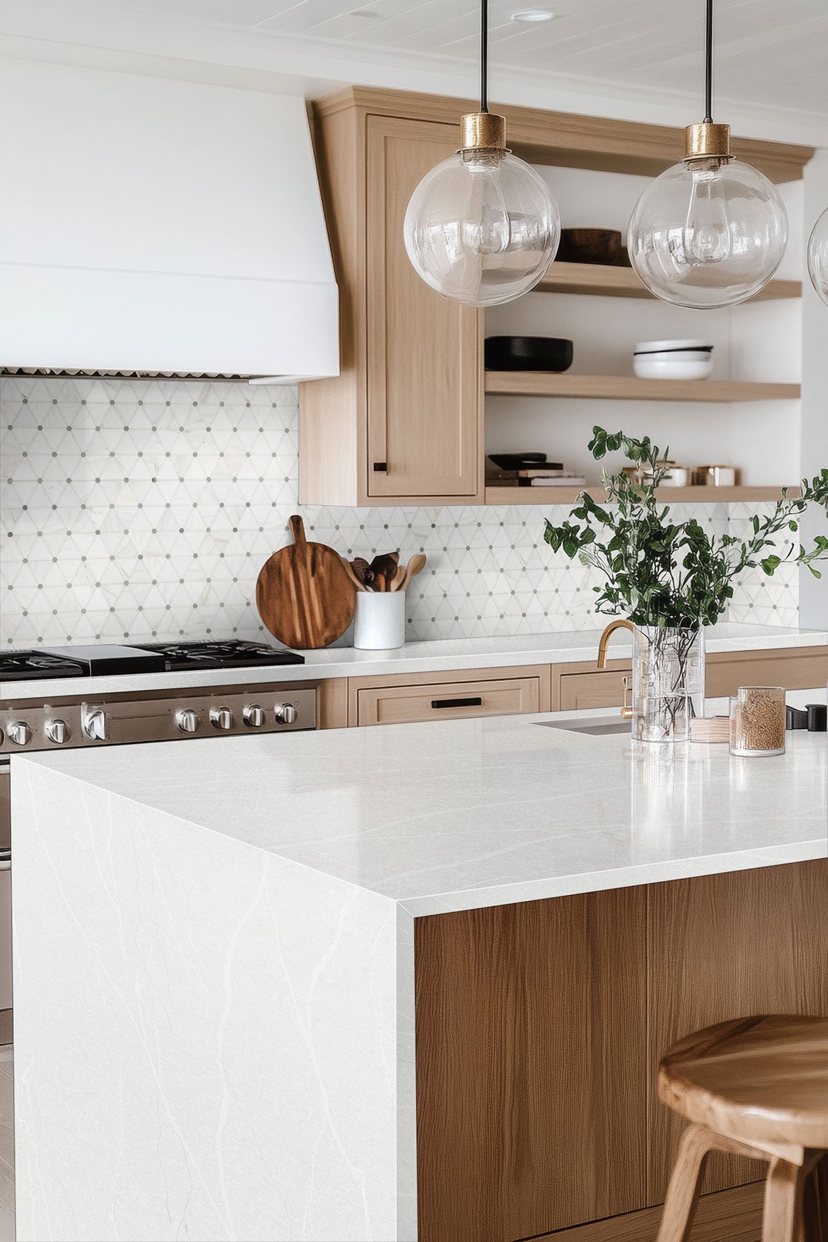 Bianco Dolomite Pinwheel Tile - Mosaicenter Backsplash Tile