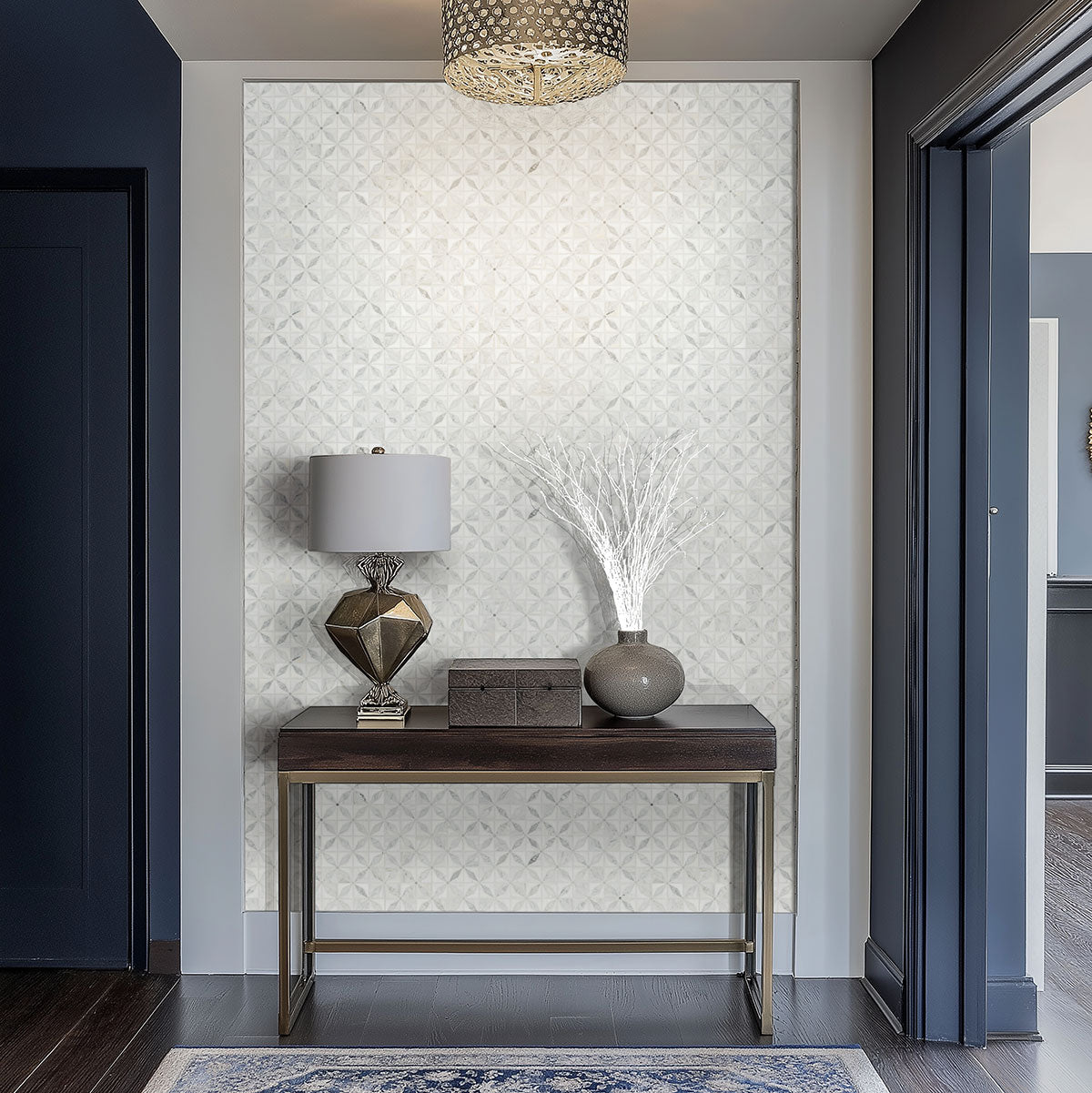 Bianco Starlite Marble Geometric Tile - Mosaicenter Backsplash Tile