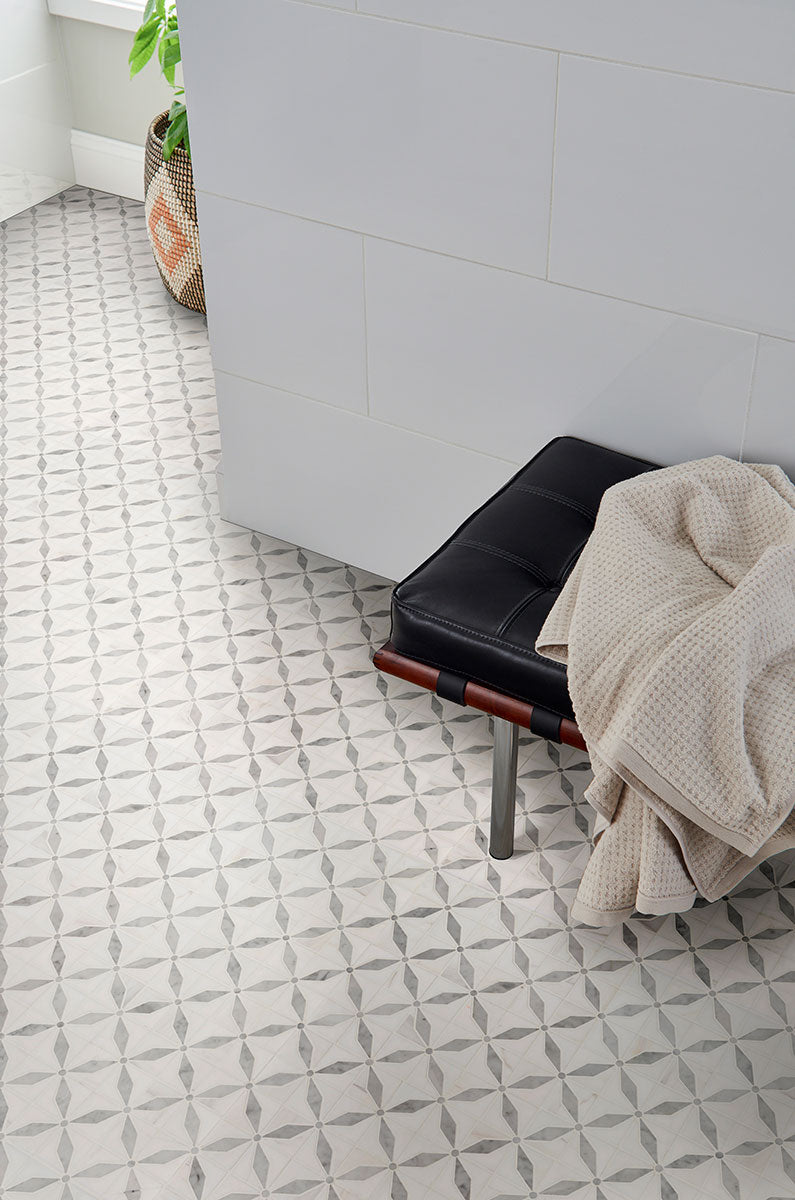 Bianco Starlite Marble Geometric Tile - Mosaicenter Backsplash Tile