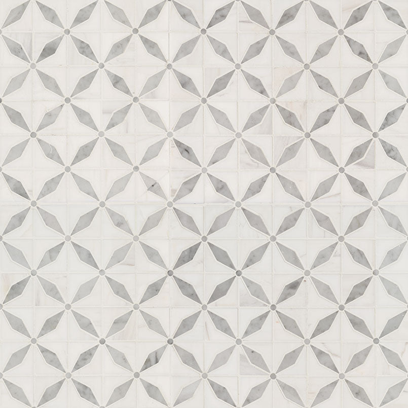Bianco Starlite Marble Geometric Tile - Mosaicenter Backsplash Tile