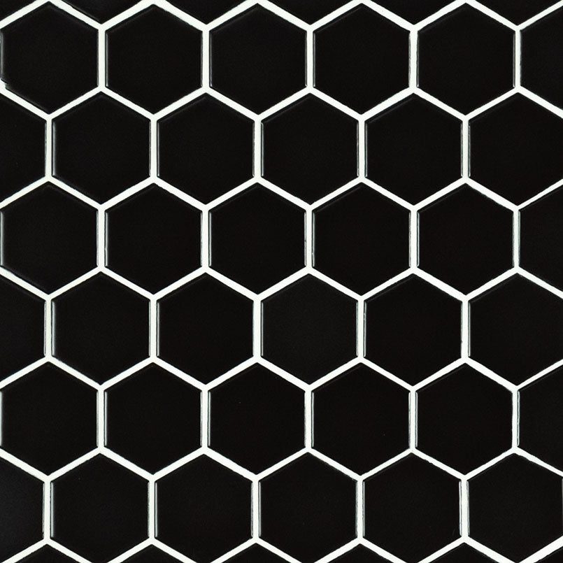 Black Tile 2" Hexagon