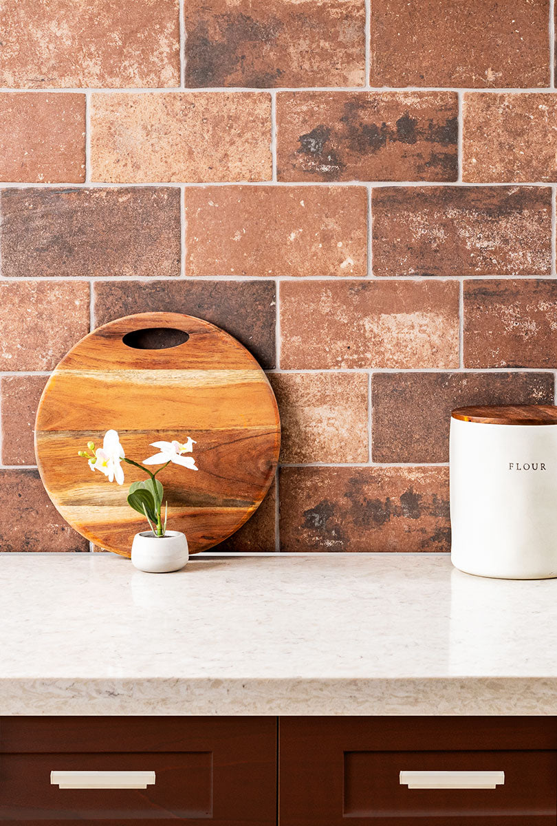 Red tile room scene