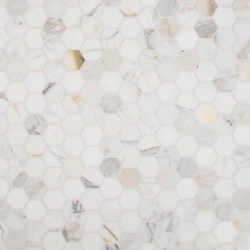 Calacatta Gold 2 Hexagon Tile Polished 2" Hexagon