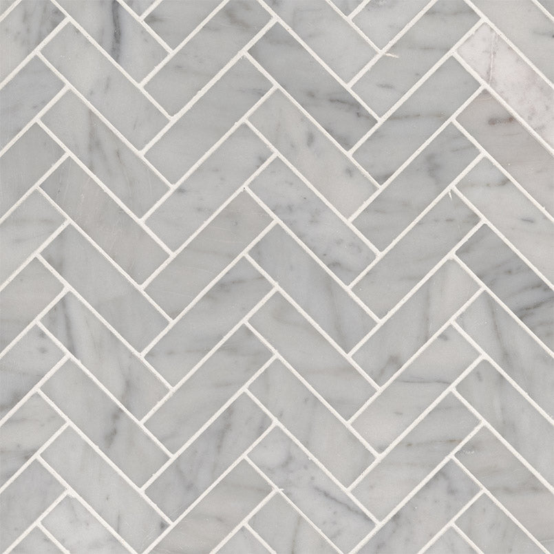 Carrara White Tile 1 x 3 Herringbone
