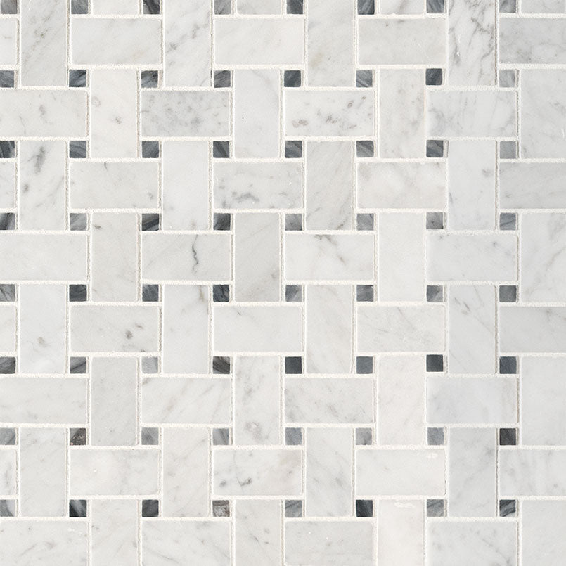 Carrara White Tile Basketweave