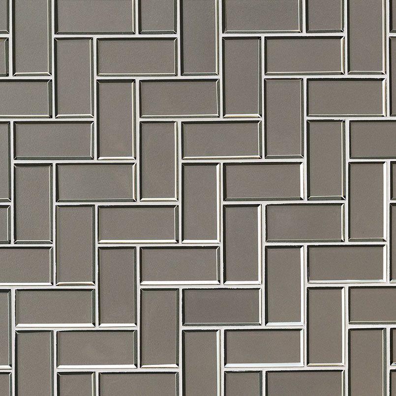 CHAMPAGNE BEVEL HERRINGBONE 8MM GLOSSY  - 2x4